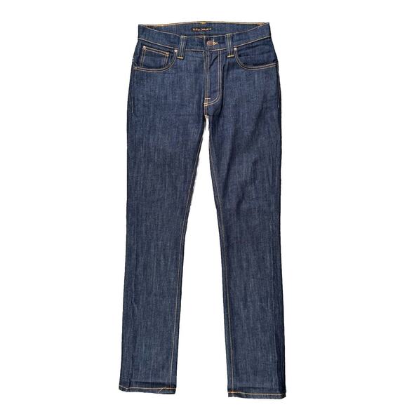 Nudies THIN FINN Jeans Mens Tag 29x32 Fit 30x31 Organic Cotton Dry Ecru Embo